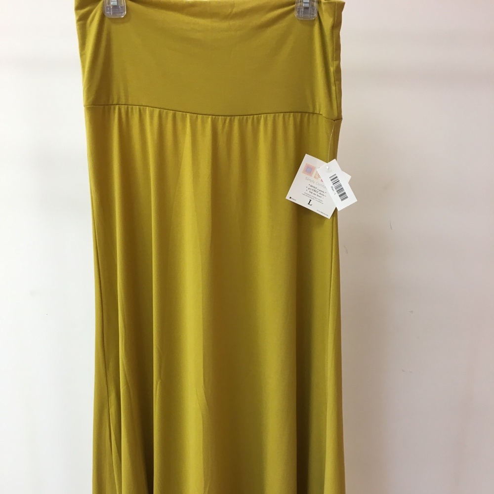 LuLaRoe Maxi Skirt Large Mustard Yellow NEW